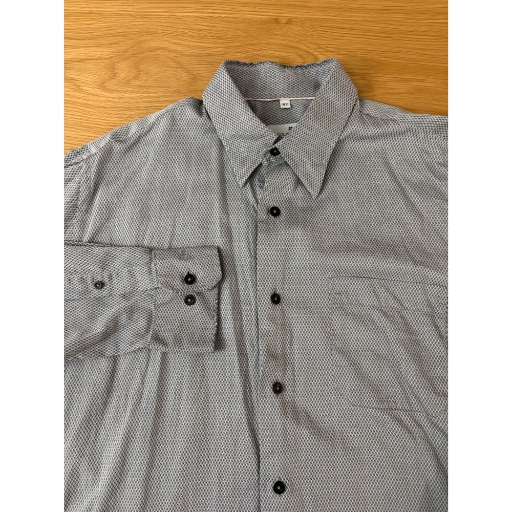 Courreges Mens Grey Geometric Diamond Button Down Shirt Size 42 L